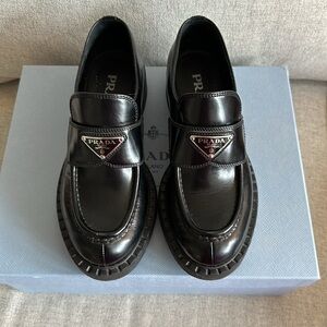 Prada brushed leather loafers